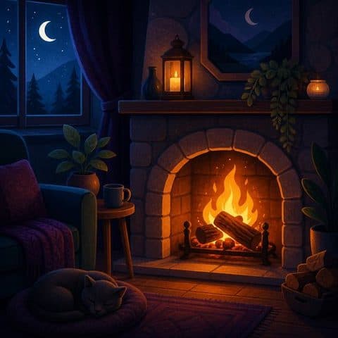 Illustration de Feu de cheminée
