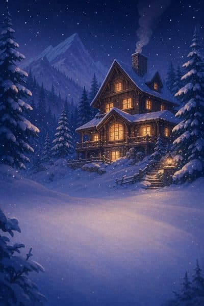 Bloqué par la neige au chalet de montagne